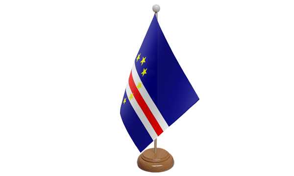 Cape Verde Small Flag with Wooden Stand
